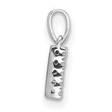 14k White Gold Letter N Pendant with Pave Diamonds, Block Initial Monogram Charm