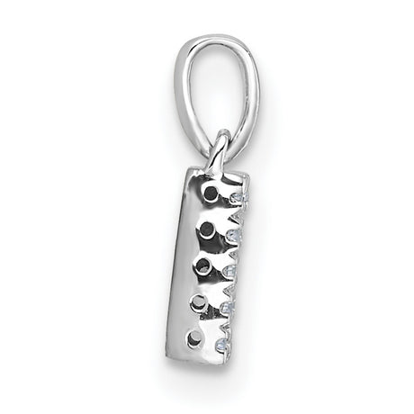 14k White Gold Letter N Pendant with Pave Diamonds, Block Initial Monogram Charm