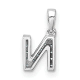 14k White Gold Letter N Pendant with Pave Diamonds, Block Initial Monogram Charm