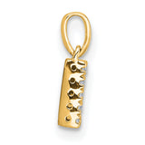 14k Yellow Gold Letter N Pendant with Pavé Setting and Round White Stones