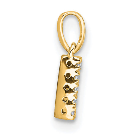14k Yellow Gold Letter N Pendant with Pavé Setting and Round White Stones