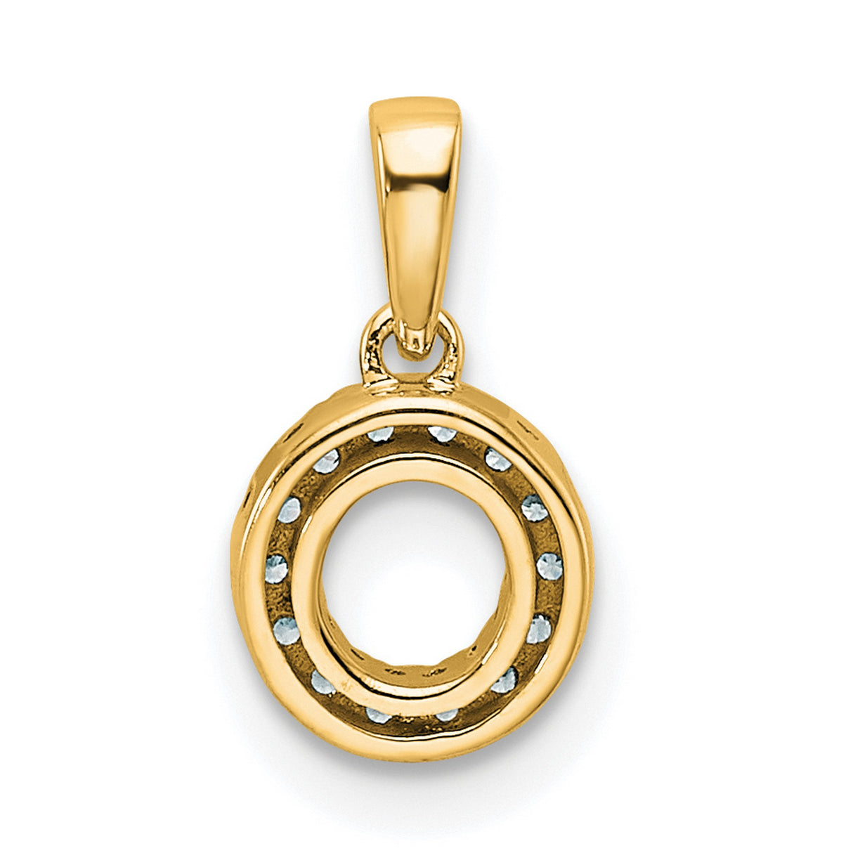 Diamond Letter O Initial with Bail Charm Pendant in Real 10k Yellow Gold