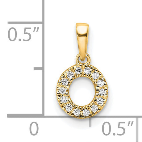 Diamond Letter O Initial with Bail Charm Pendant in Real 10k Yellow Gold