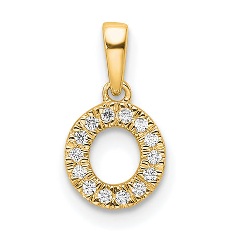 Diamond Letter O Initial with Bail Charm Pendant in Real 10k Yellow Gold