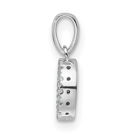 14k White Gold Diamond Circle Pendant with Halo in Open Eternity Design for Women