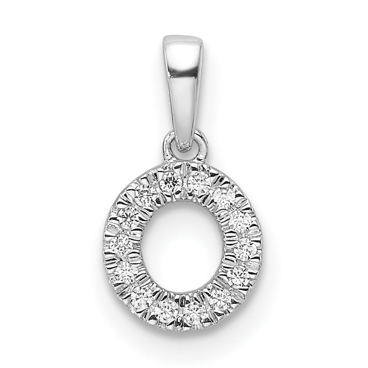 14k White Gold Diamond Circle Pendant with Halo in Open Eternity Design for Women
