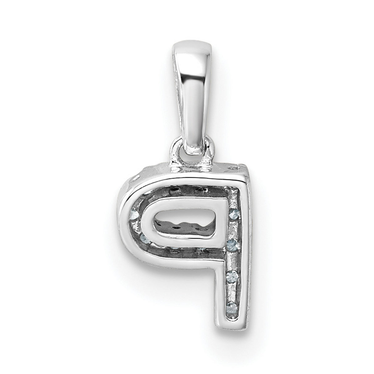 14k White Gold Initial P Pendant with Pavé Diamonds, Dainty Letter Charm for Women