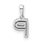 14k White Gold Initial P Pendant with Pavé Diamonds, Dainty Letter Charm for Women