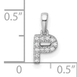 14k White Gold Initial P Pendant with Pavé Diamonds, Dainty Letter Charm for Women