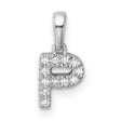 14k White Gold Initial P Pendant with Pavé Diamonds, Dainty Letter Charm for Women