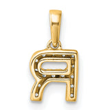 Diamond Letter R Initial with Bail Charm Pendant in Real 10k Yellow Gold