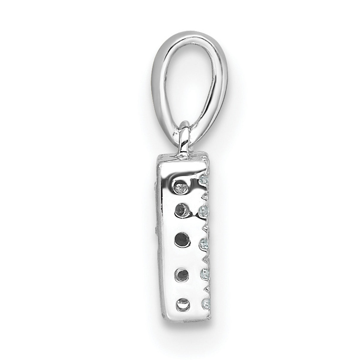 14k White Gold Diamond R Pendant, Pavé Letter Charm, Dainty Alphabet Jewelry for Women
