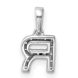 14k White Gold Diamond R Pendant, Pavé Letter Charm, Dainty Alphabet Jewelry for Women