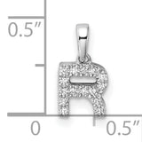 14k White Gold Diamond R Pendant, Pavé Letter Charm, Dainty Alphabet Jewelry for Women