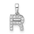 14k White Gold Diamond R Pendant, Pavé Letter Charm, Dainty Alphabet Jewelry for Women