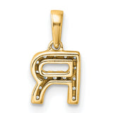 14k Yellow Gold Pendant with Cubic Zirconia, Letter R Initial Charm, Unisex Monogram Jewelry