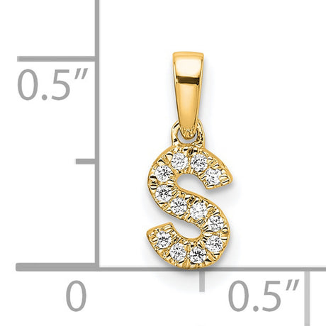 Diamond Letter S Initial with Bail Charm Pendant in Real 10k Yellow Gold