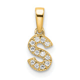 Diamond Letter S Initial with Bail Charm Pendant in Real 10k Yellow Gold