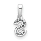 14k White Gold Letter S Pendant with Diamond Accents, Polished Initial Charm