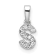 14k White Gold Letter S Pendant with Diamond Accents, Polished Initial Charm