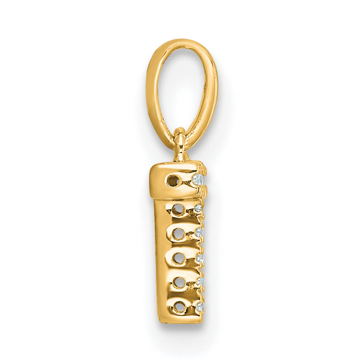 Diamond Letter T Initial with Bail Charm Pendant in Real 10k Yellow Gold