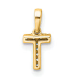 Diamond Letter T Initial with Bail Charm Pendant in Real 10k Yellow Gold