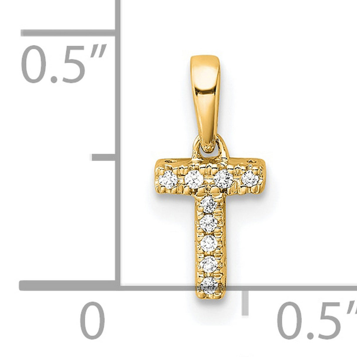 Diamond Letter T Initial with Bail Charm Pendant in Real 10k Yellow Gold