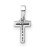14k White Gold Cross Pendant with Pavé Diamonds, Christian Faith Charm for Women