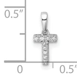 14k White Gold Cross Pendant with Pavé Diamonds, Christian Faith Charm for Women