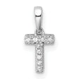 14k White Gold Cross Pendant with Pavé Diamonds, Christian Faith Charm for Women