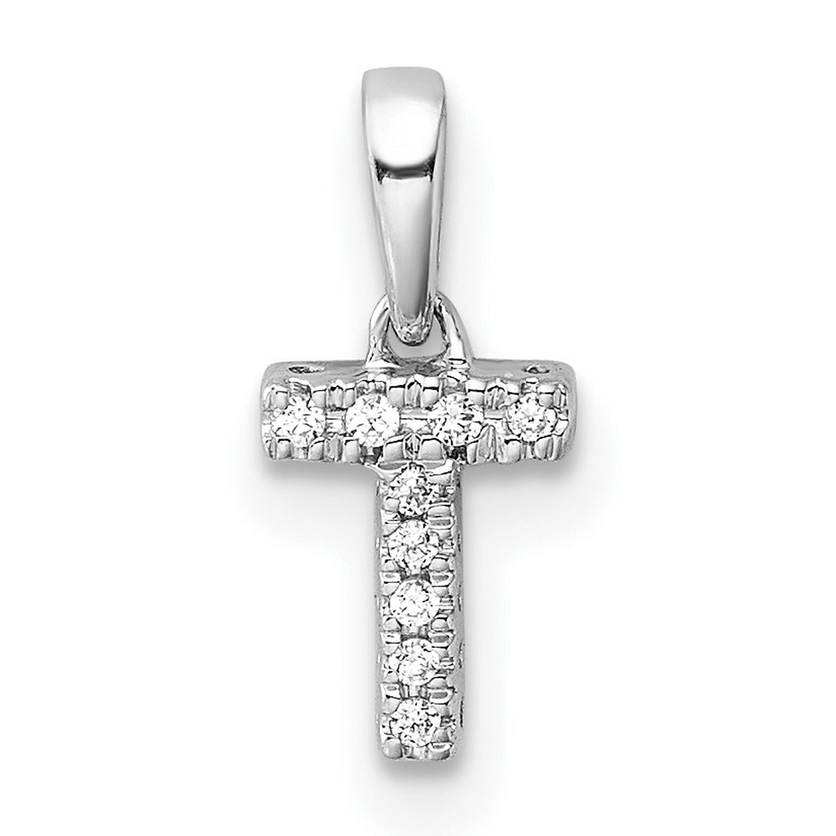 14k White Gold Cross Pendant with Pavé Diamonds, Christian Faith Charm for Women