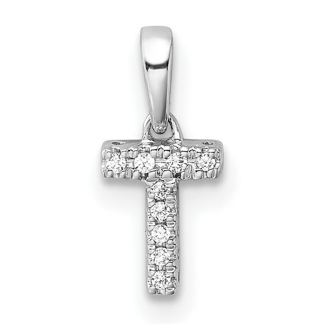 14k White Gold Cross Pendant with Pavé Diamonds, Christian Faith Charm for Women