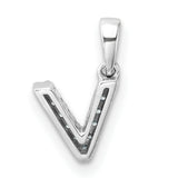 14k White Gold Letter V Pendant with Diamond Accents, Initial Charm Jewelry for Women