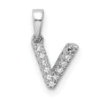 14k White Gold Letter V Pendant with Diamond Accents, Initial Charm Jewelry for Women