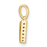 14k Yellow Gold Letter V Pendant with Round Cut Pavé Diamonds, Initial Monogram Charm