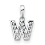 14k White Gold Diamond Letter W Pendant, Monogram Initial Charm for Women
