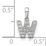 14k White Gold Diamond Letter W Pendant, Monogram Initial Charm for Women