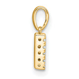 14k Yellow Gold Initial W Pendant with Round Diamond Accents, Block Letter Charm