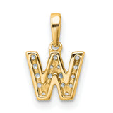 14k Yellow Gold Initial W Pendant with Round Diamond Accents, Block Letter Charm