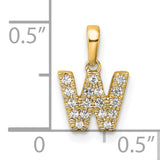 14k Yellow Gold Initial W Pendant with Round Diamond Accents, Block Letter Charm