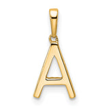 10k Yellow Gold Letter A Pendant with Pave Set White Stones, Polished Alphabet Charm