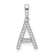 14k White Gold Initial Pendant with Pavé Diamond Letter A Charm