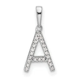14k White Gold Initial Pendant with Pavé Diamond Letter A Charm