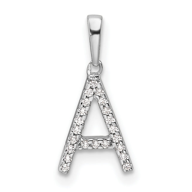 14k White Gold Initial Pendant with Pavé Diamond Letter A Charm