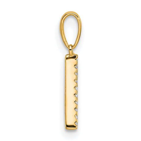 14k Yellow Gold Letter A Pendant with Sparkling Accents, Alphabet Charm for Women or Unisex Wear
