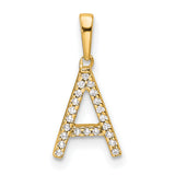 14k Yellow Gold Letter A Pendant with Sparkling Accents, Alphabet Charm for Women or Unisex Wear