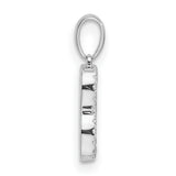 14k White Gold B Initial Pendant with Diamond Accents, Monogram Letter Charm for Women