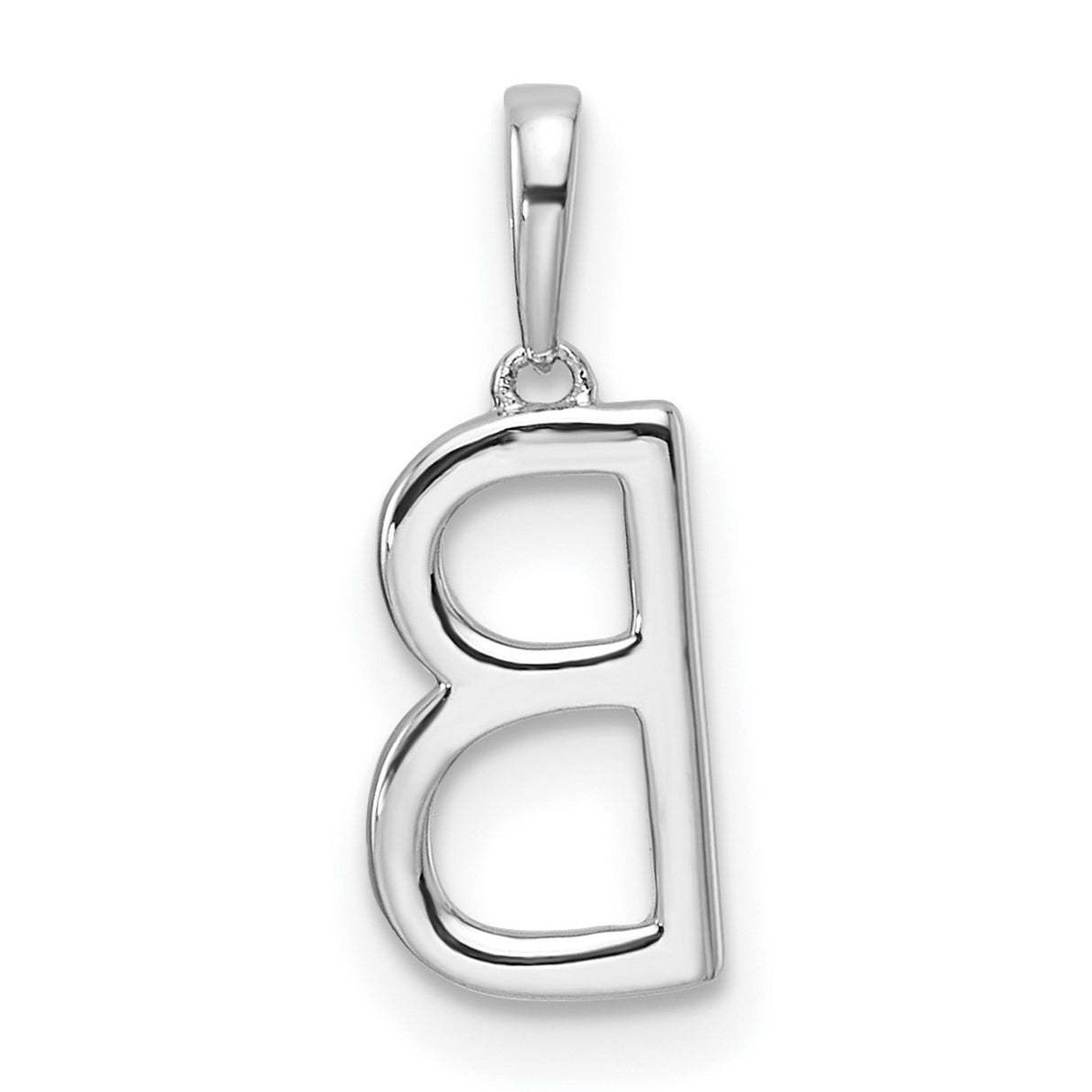 14k White Gold B Initial Pendant with Diamond Accents, Monogram Letter Charm for Women