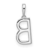 14k White Gold B Initial Pendant with Diamond Accents, Monogram Letter Charm for Women