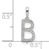 14k White Gold B Initial Pendant with Diamond Accents, Monogram Letter Charm for Women